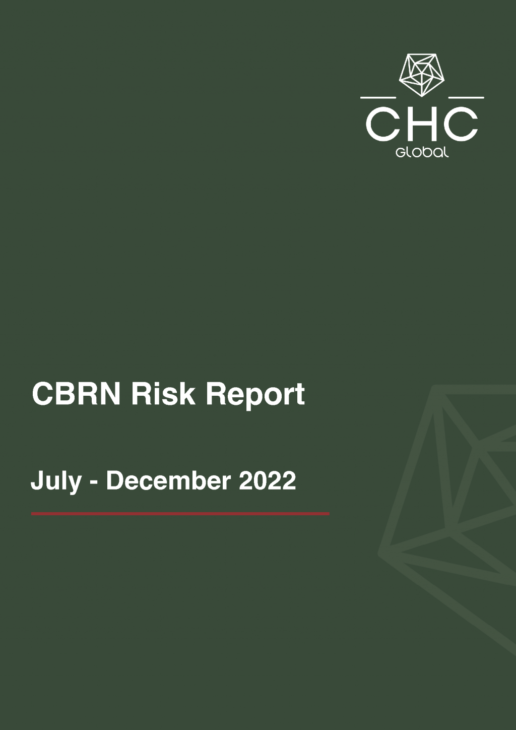 Front page of the CBRN Risk report - In green.